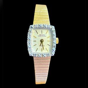 Ladies Gruen Gold Watch with Diamond Encircled Face